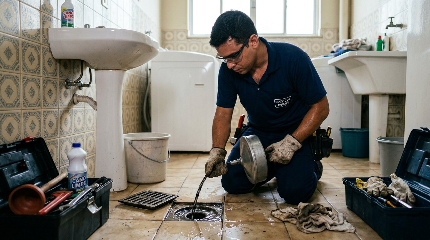 Desentupimento residencial de ralo em Uberaba-MG